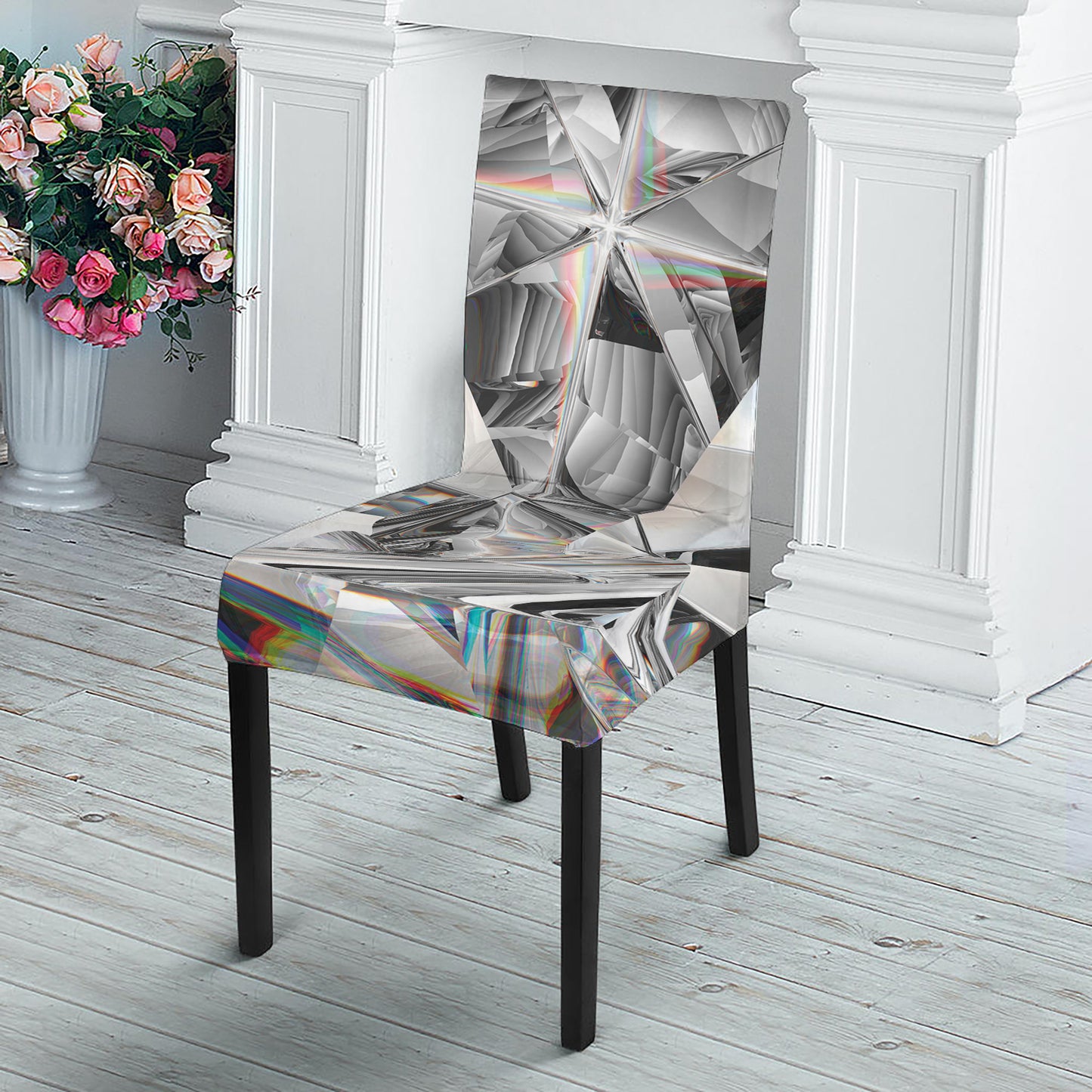 Diamond Artwork Print Dining Chair Slipcover