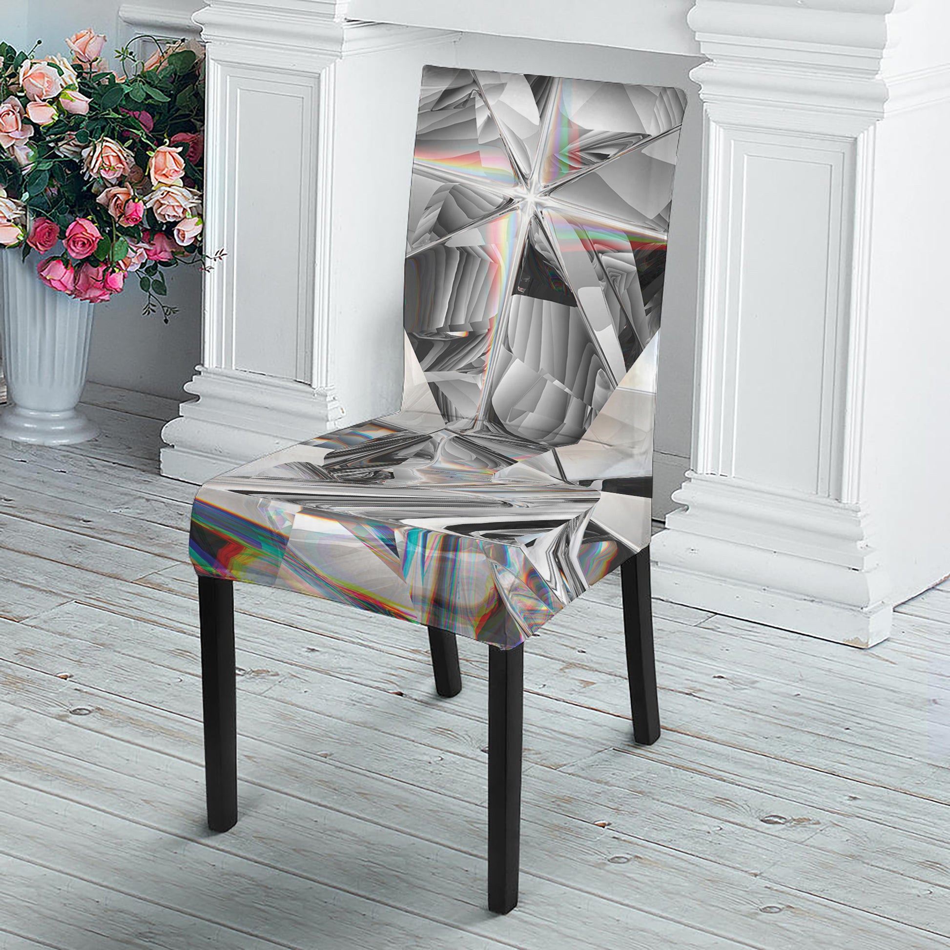 Diamond Artwork Print Dining Chair Slipcover