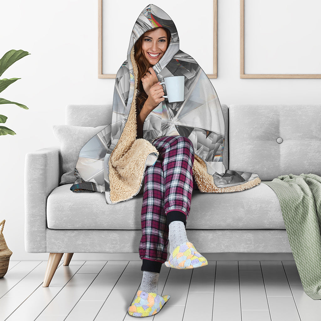 Diamond Artwork Print Hooded Blanket