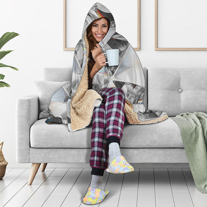 Diamond Artwork Print Hooded Blanket