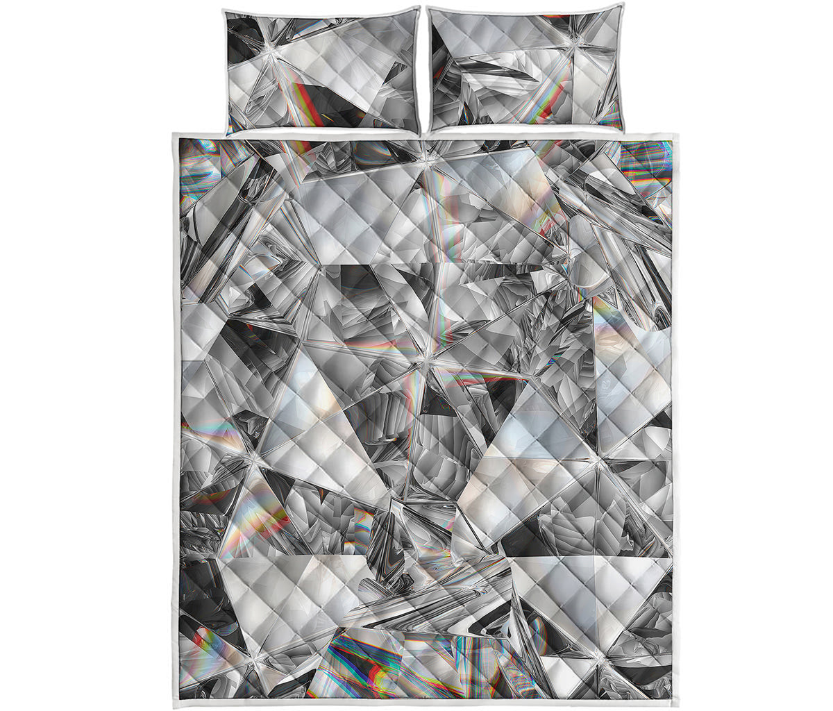 Diamond Artwork Print Quilt Bed Set