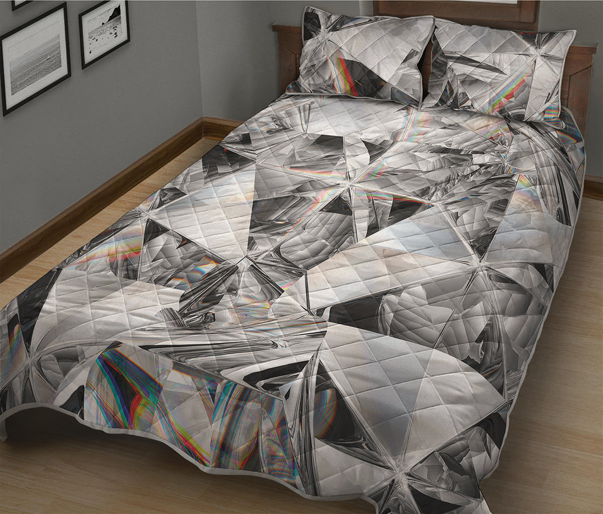 Diamond Artwork Print Quilt Bed Set
