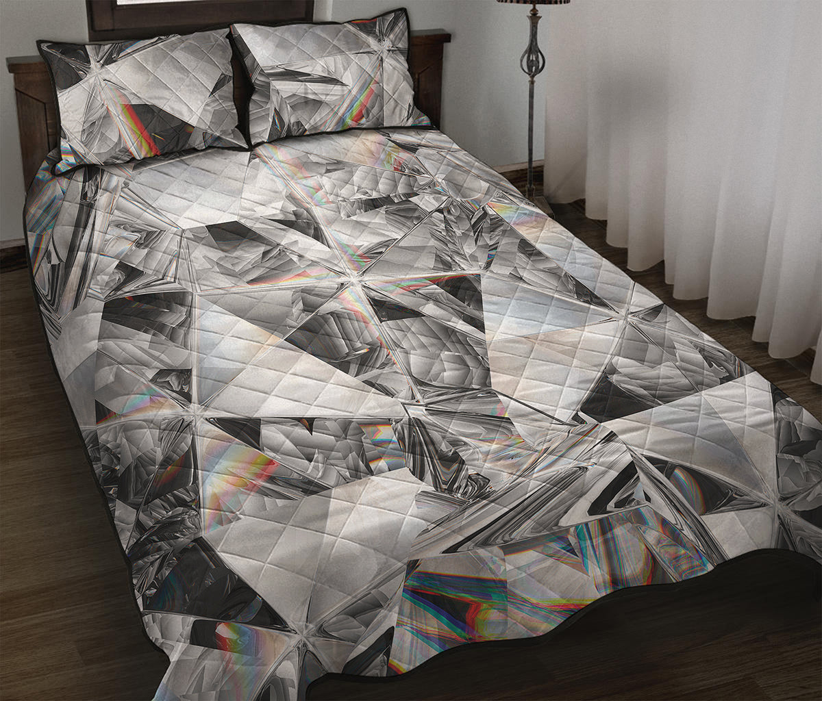 Diamond Artwork Print Quilt Bed Set