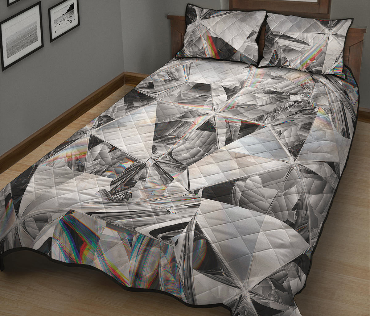 Diamond Artwork Print Quilt Bed Set