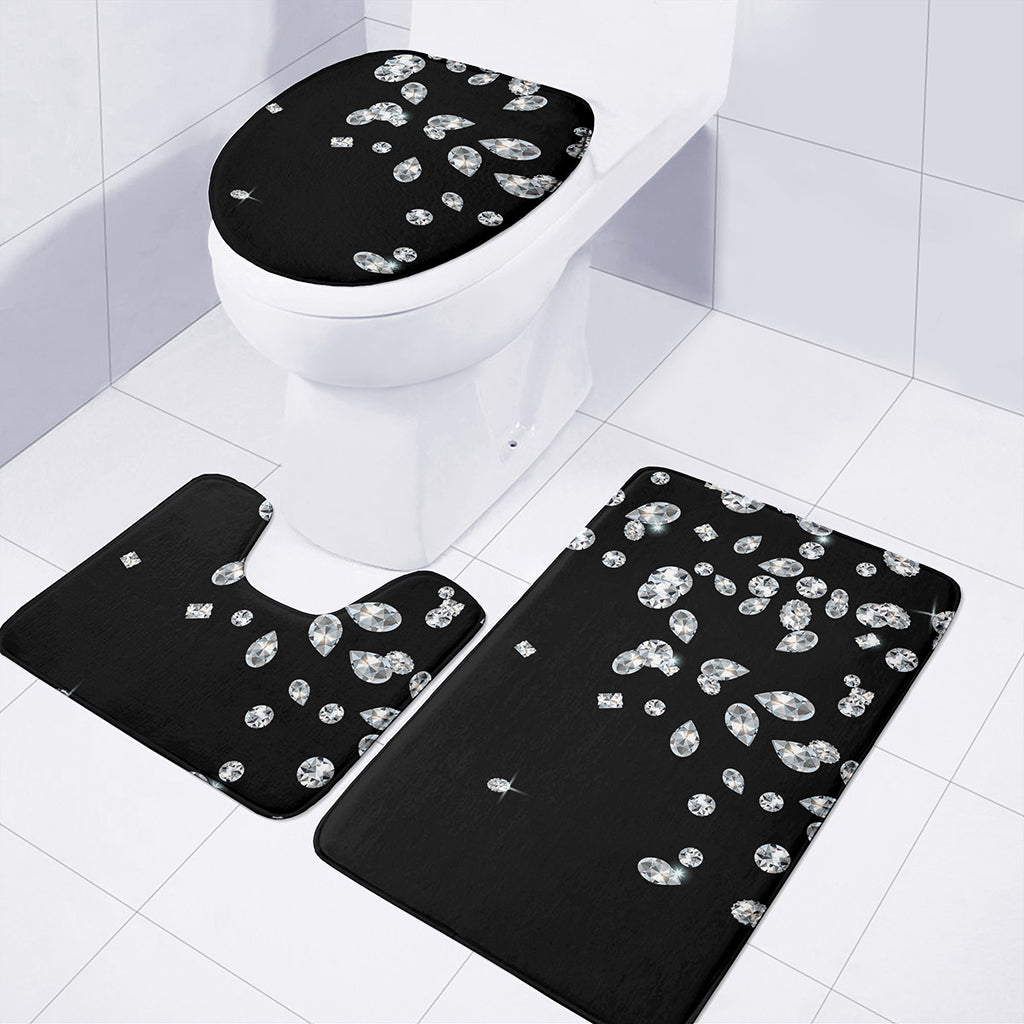 Diamond Gems Print 3 Piece Bath Mat Set
