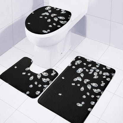 Diamond Gems Print 3 Piece Bath Mat Set