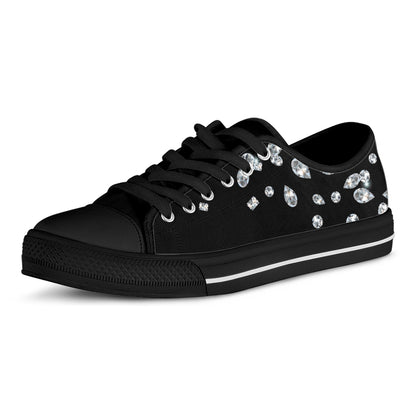 Diamond Gems Print Black Low Top Shoes