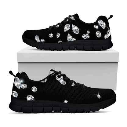 Diamond Gems Print Black Sneakers