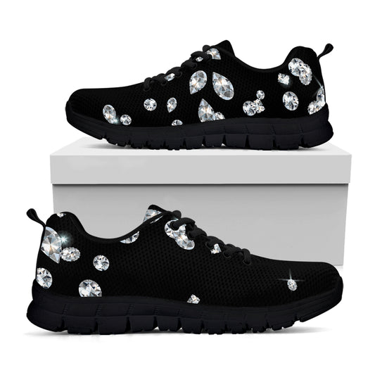 Diamond Gems Print Black Sneakers