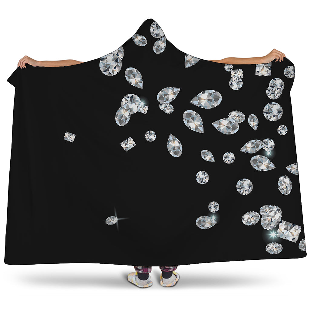 Diamond Gems Print Hooded Blanket