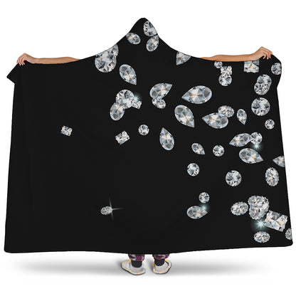Diamond Gems Print Hooded Blanket