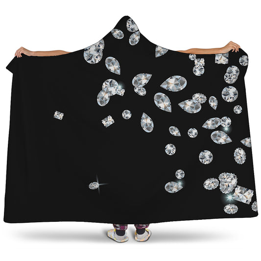 Diamond Gems Print Hooded Blanket