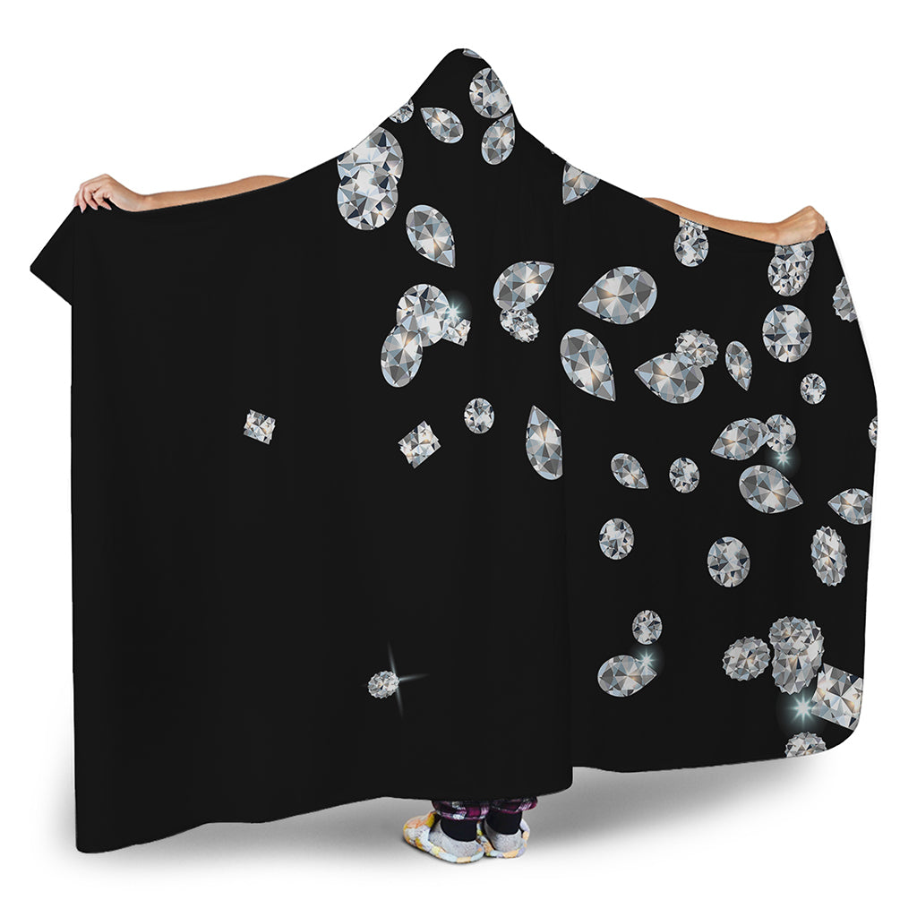 Diamond Gems Print Hooded Blanket