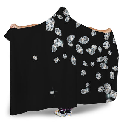 Diamond Gems Print Hooded Blanket