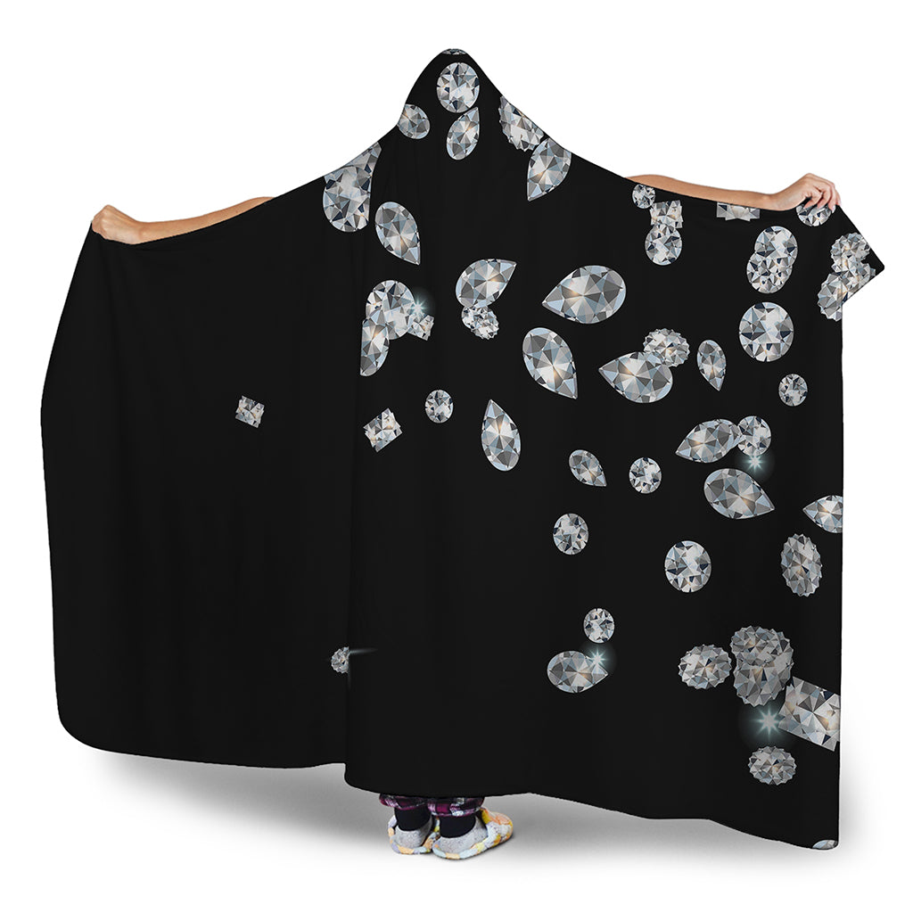 Diamond Gems Print Hooded Blanket