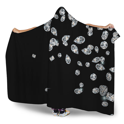 Diamond Gems Print Hooded Blanket