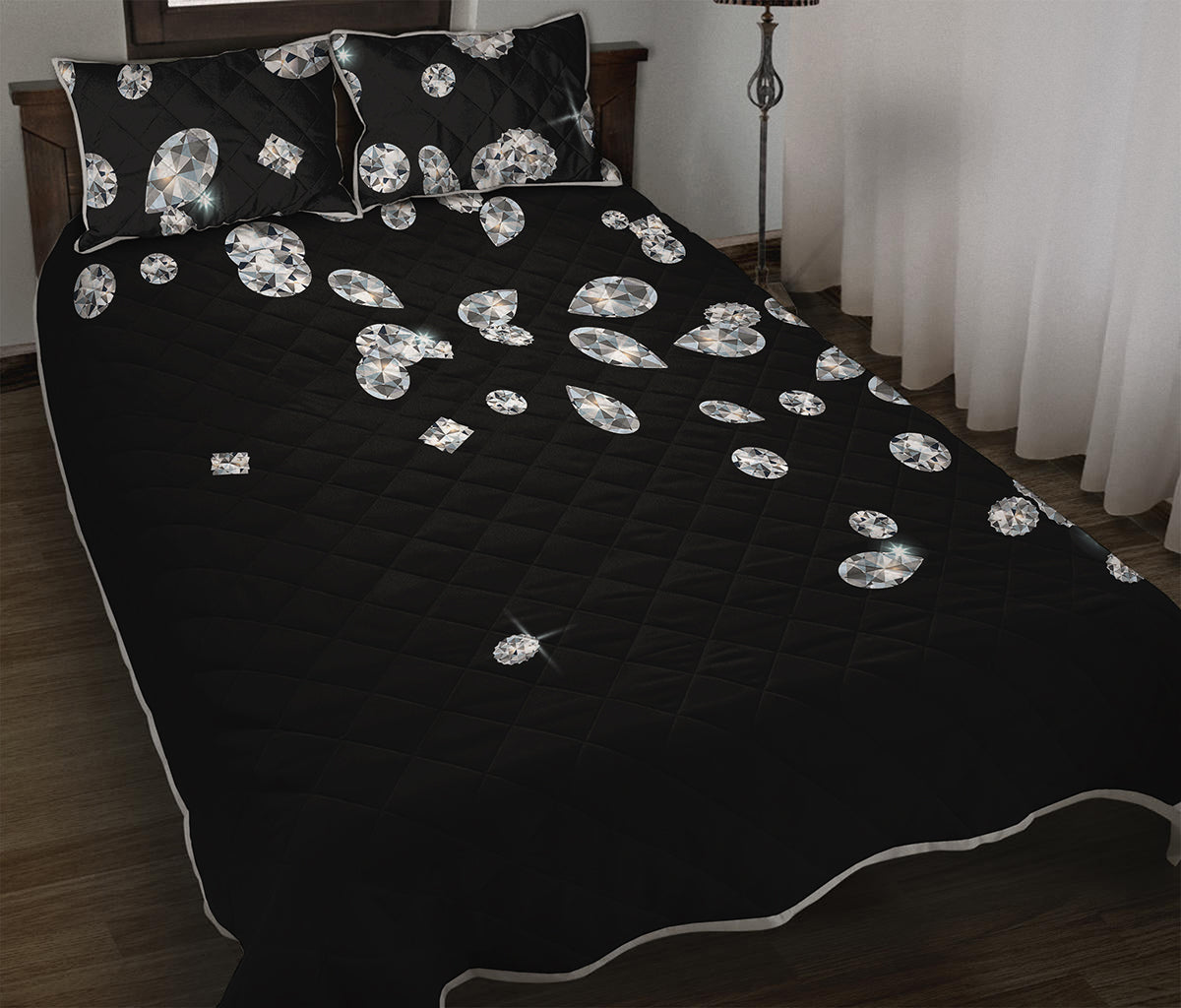 Diamond Gems Print Quilt Bed Set