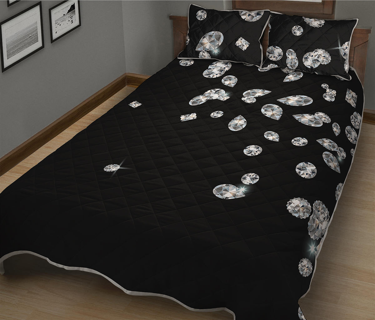 Diamond Gems Print Quilt Bed Set