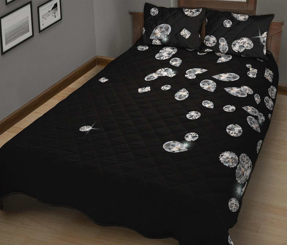 Diamond Gems Print Quilt Bed Set