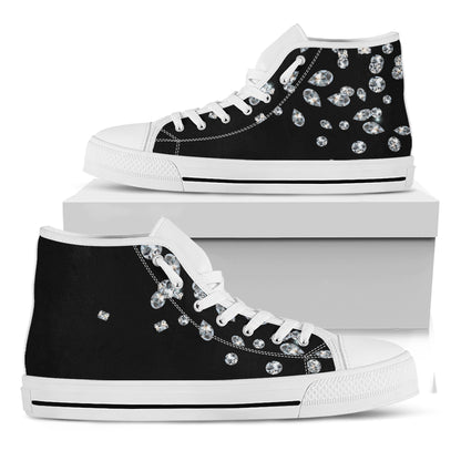 Diamond Gems Print White High Top Shoes
