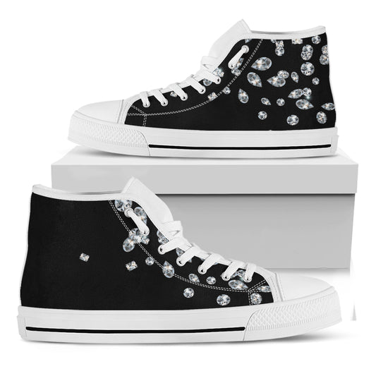 Diamond Gems Print White High Top Shoes