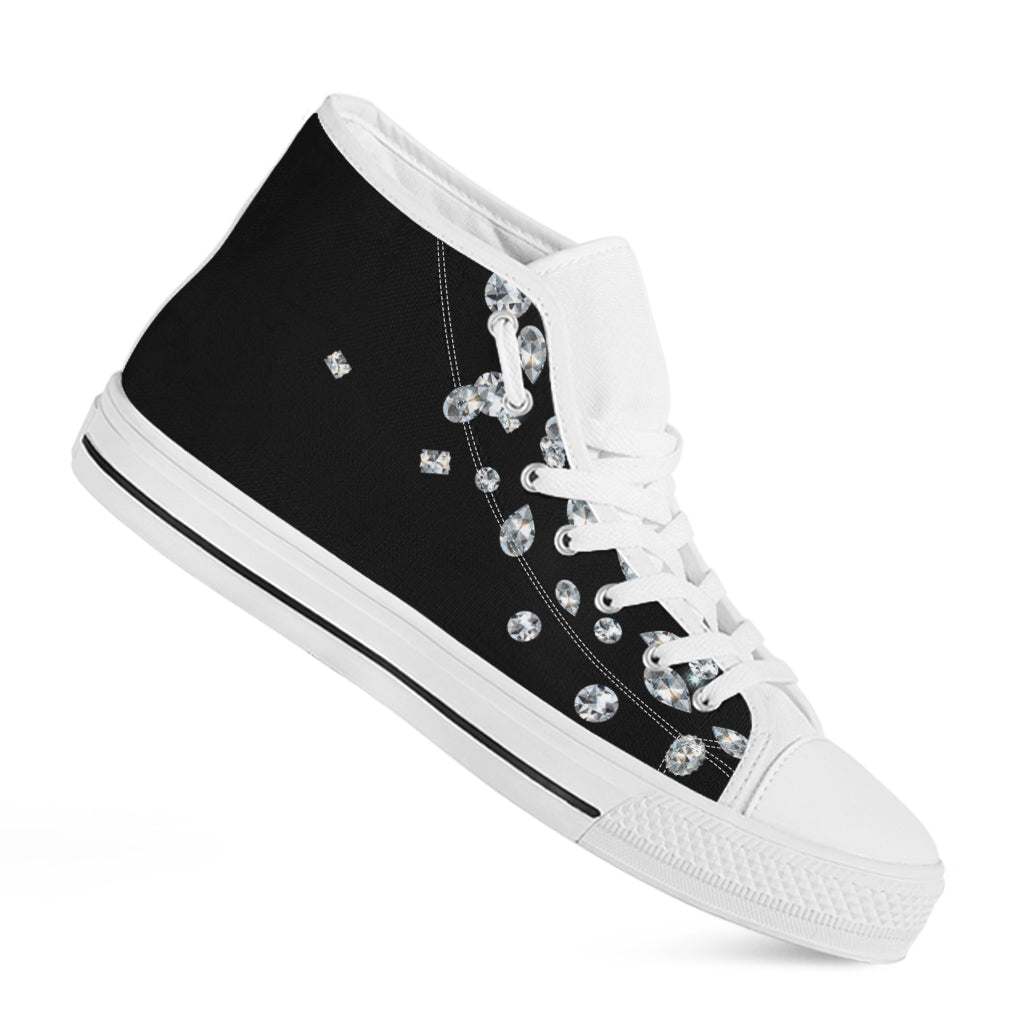 Diamond Gems Print White High Top Shoes