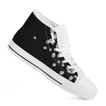 Diamond Gems Print White High Top Shoes
