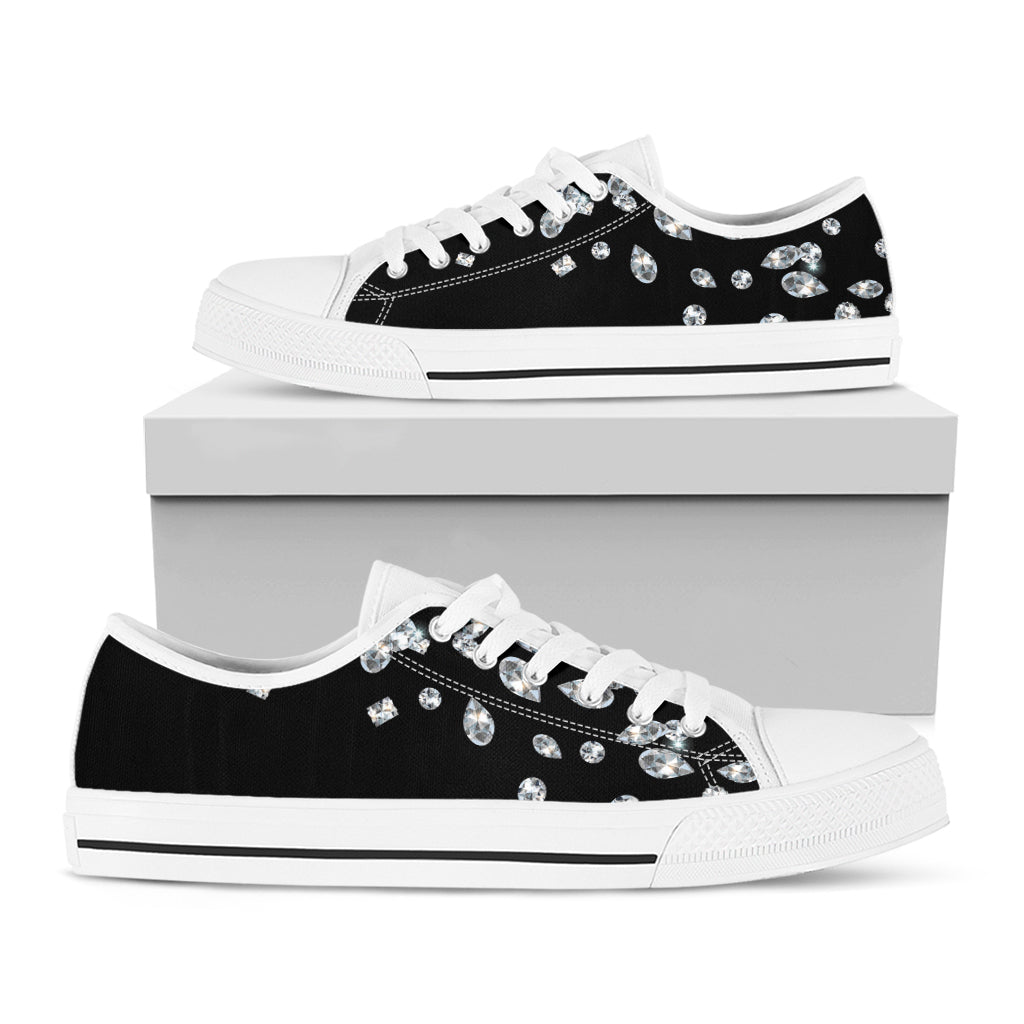 Diamond Gems Print White Low Top Shoes