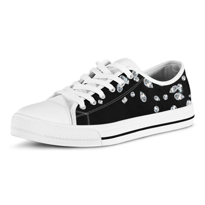 Diamond Gems Print White Low Top Shoes