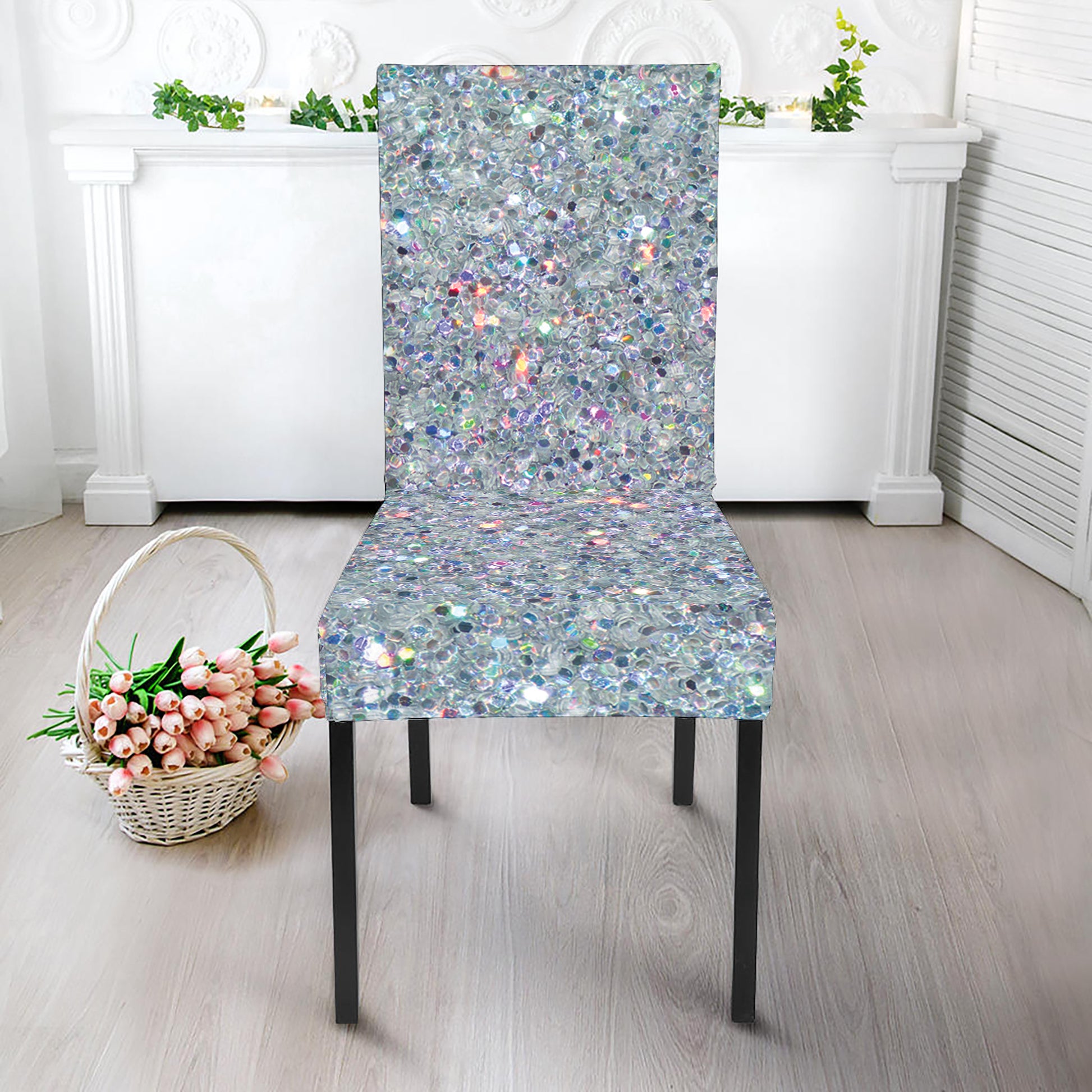 Diamond Glitter Artwork Print Dining Chair Slipcover