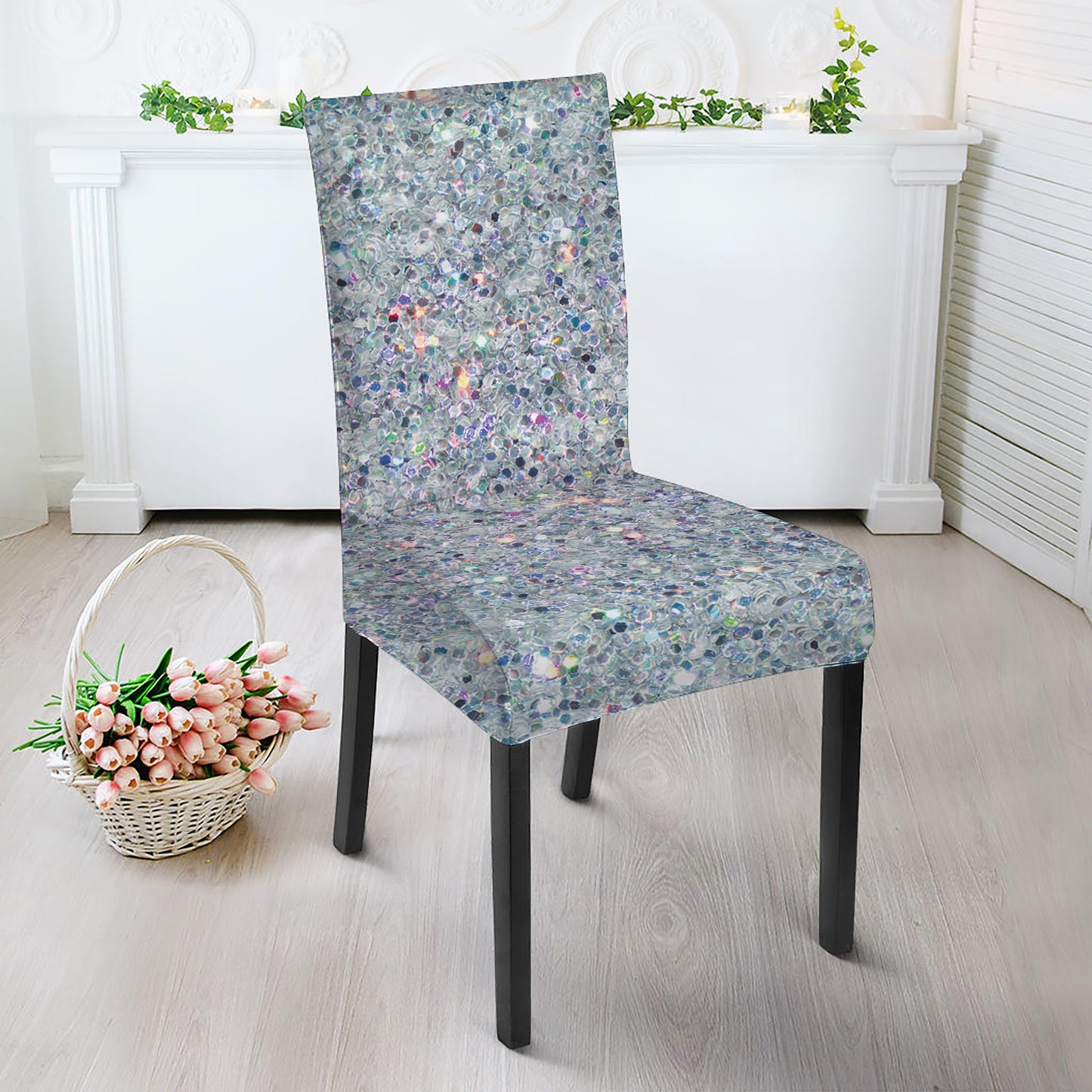Diamond Glitter Artwork Print Dining Chair Slipcover