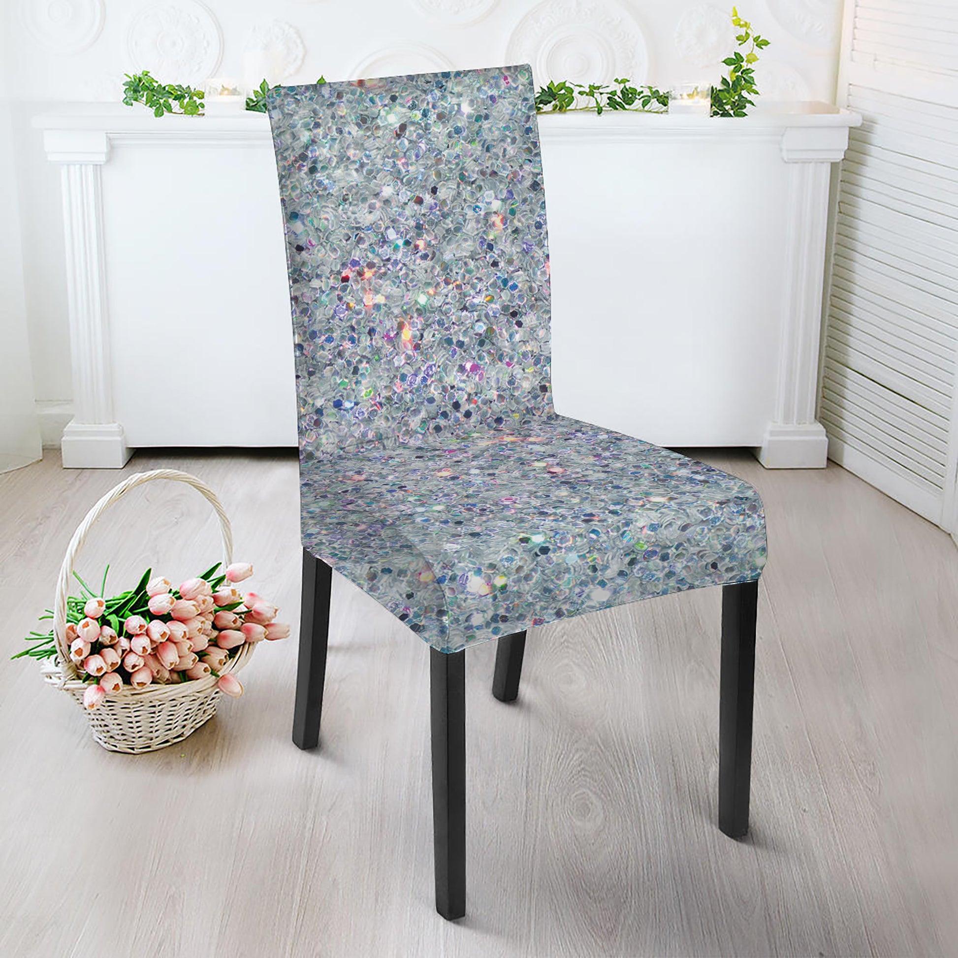Diamond Glitter Artwork Print Dining Chair Slipcover