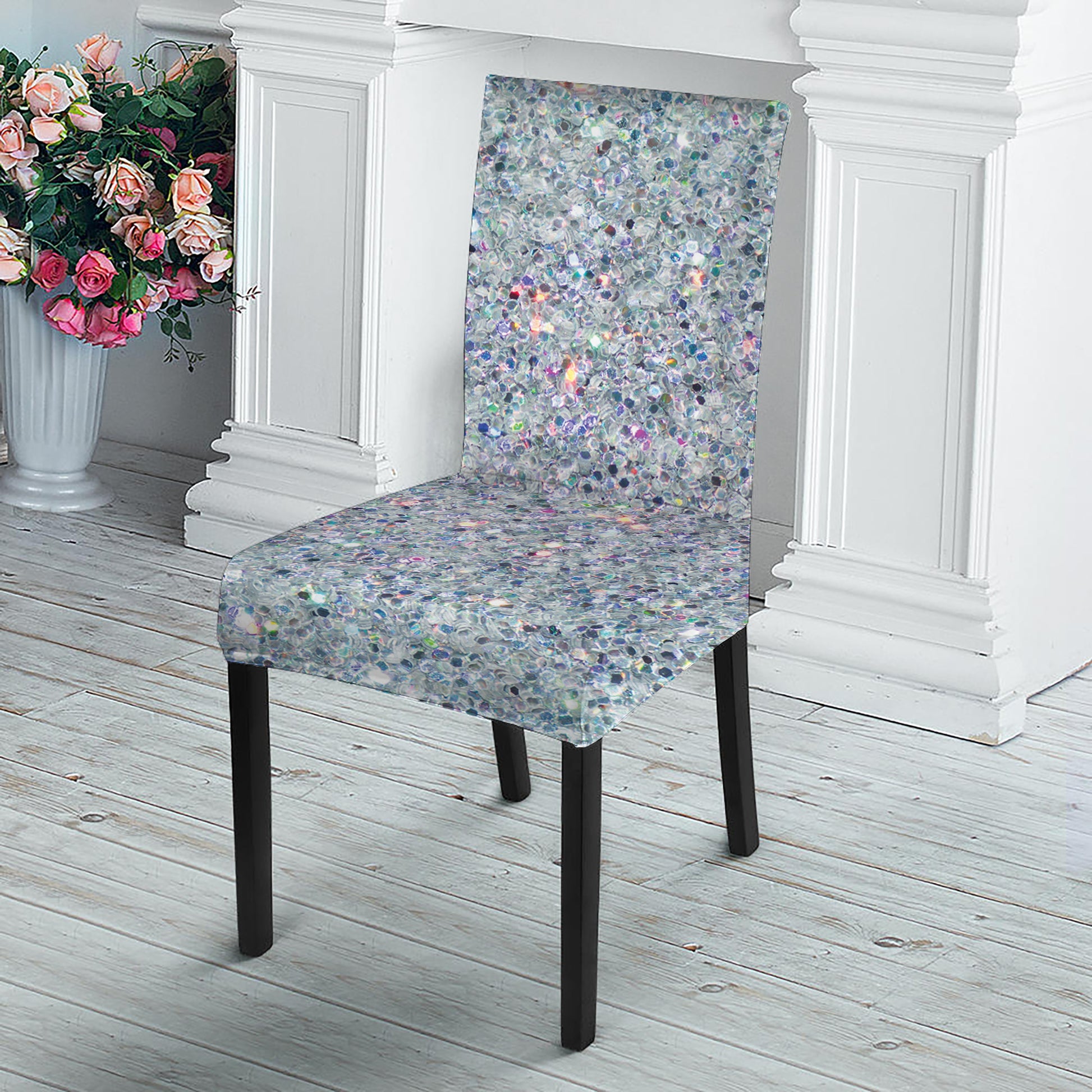 Diamond Glitter Artwork Print Dining Chair Slipcover