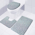 Diamond (NOT Real) Glitter Print 3 Piece Bath Mat Set