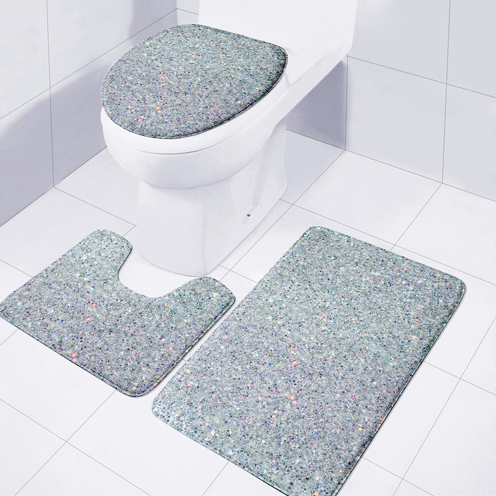 Diamond Glitter Artwork Print (NOT Real Glitter) 3 Piece Bath Mat Set