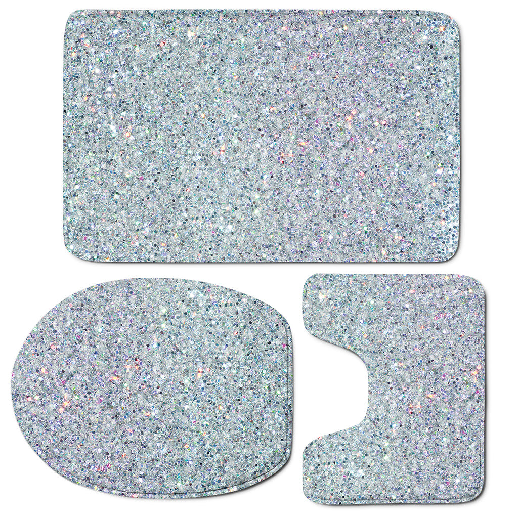 Diamond Glitter Artwork Print (NOT Real Glitter) 3 Piece Bath Mat Set
