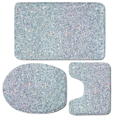 Diamond Glitter Artwork Print (NOT Real Glitter) 3 Piece Bath Mat Set