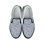 Diamond Glitter Texture Print Black Slip On Shoes