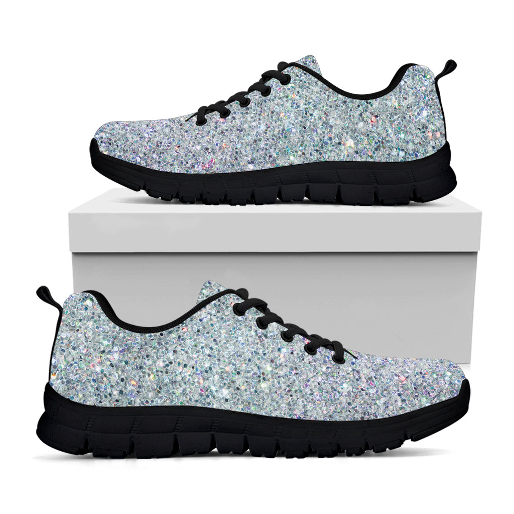 Diamond Glitter Texture Print Black Sneakers