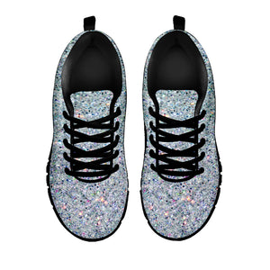 Diamond Glitter Texture Print Black Sneakers