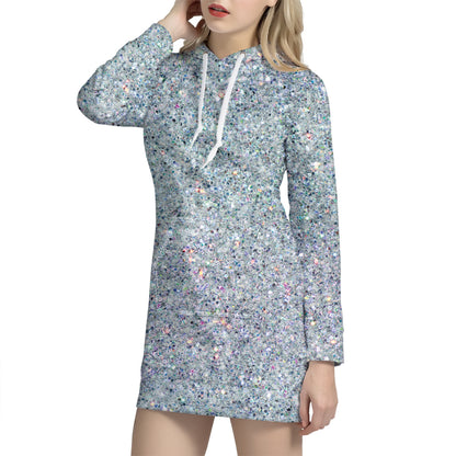 Diamond Glitter Texture Print Hoodie Dress