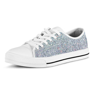 Diamond Glitter Texture Print White Low Top Shoes