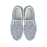 Diamond Glitter Texture Print White Slip On Shoes