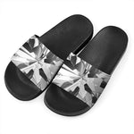 Diamond Print Black Slide Sandals
