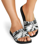 Diamond Print Black Slide Sandals