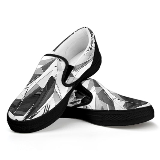 Diamond Print Black Slip On Shoes