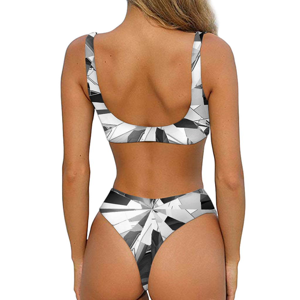 Diamond Print Front Bow Tie Bikini