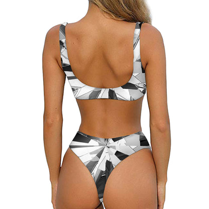 Diamond Print Front Bow Tie Bikini