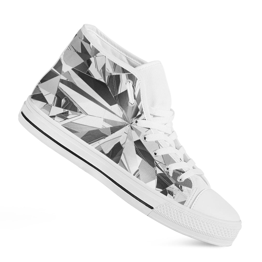 Diamond Print White High Top Shoes