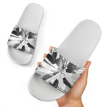 Diamond Print White Slide Sandals